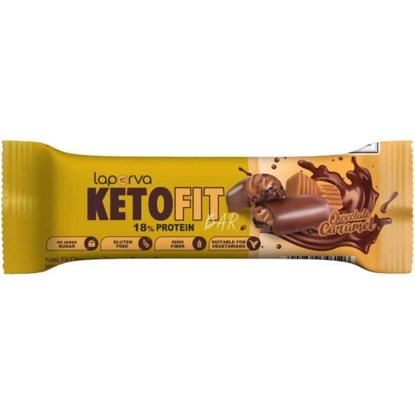 Laperva Keto Fit Chocolate Caramel, 1 Bar, Keto Friendly, Rich in Fiber