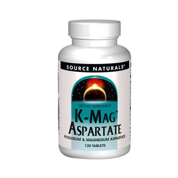 Source Naturals K-Mag Aspartate, 120 Tablets, Muscle Relaxation, Hormone Regulation