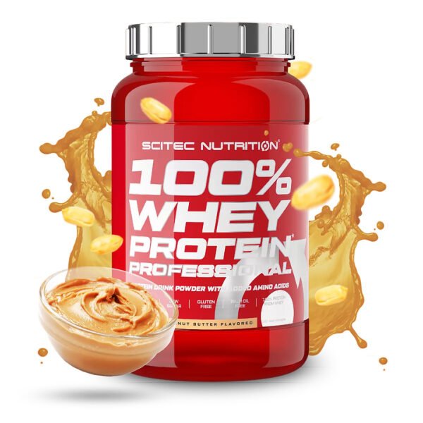 Scitec Nutrition 100% Whey Protein Professional, Peanut Butter, 2 LB, With Extra Amino Acids